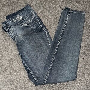 Botin Dark Wash Skinny Jeans with Embroidery